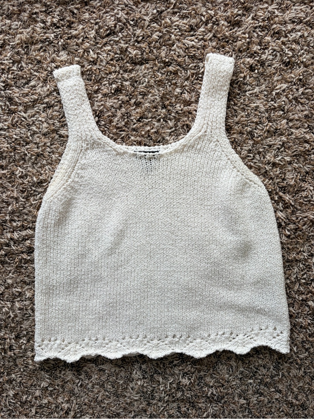 art class Cream Crochet-Trim Knit Tank